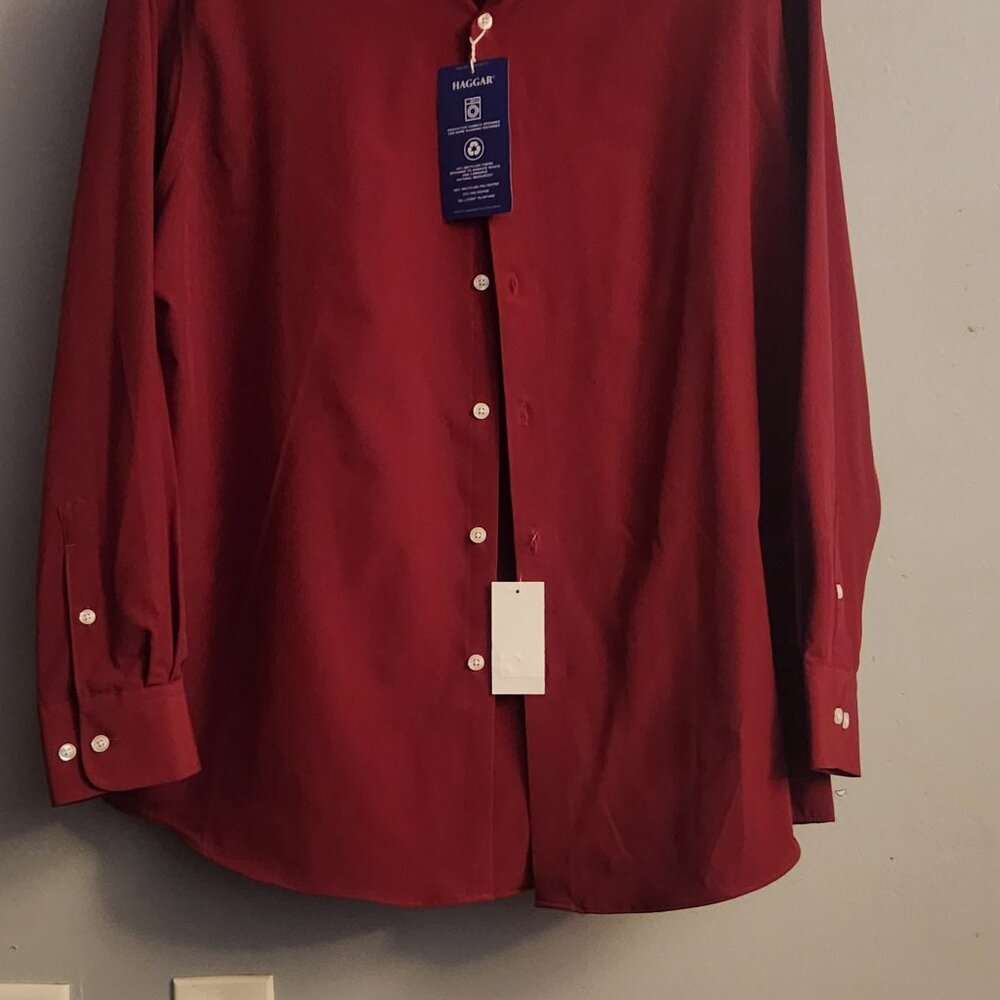 Rich Red Haggar Slim Fit Smart wash Button down - Picture 5 of 10